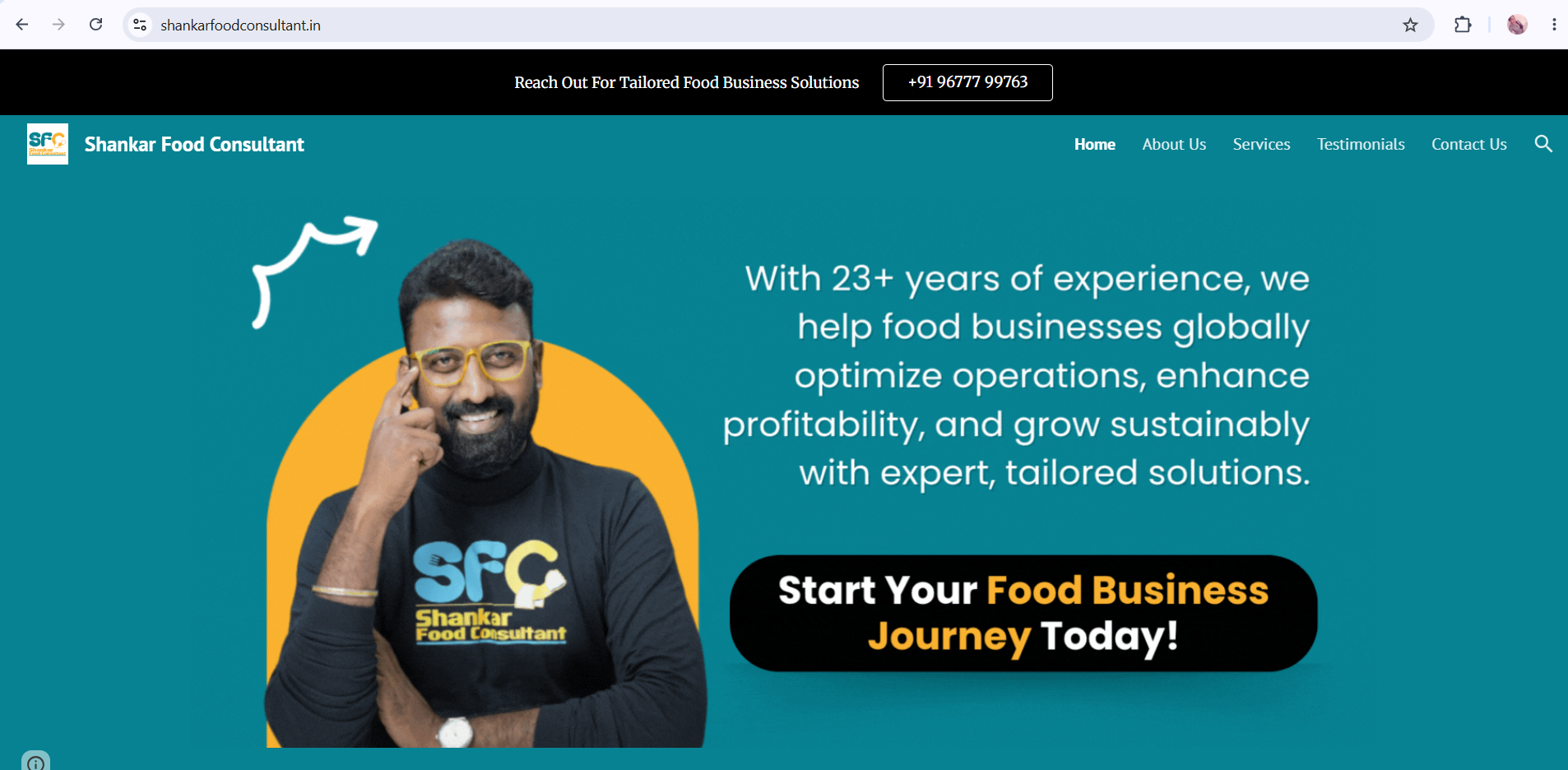 Restaurant website — shankarfoodconsultant.in