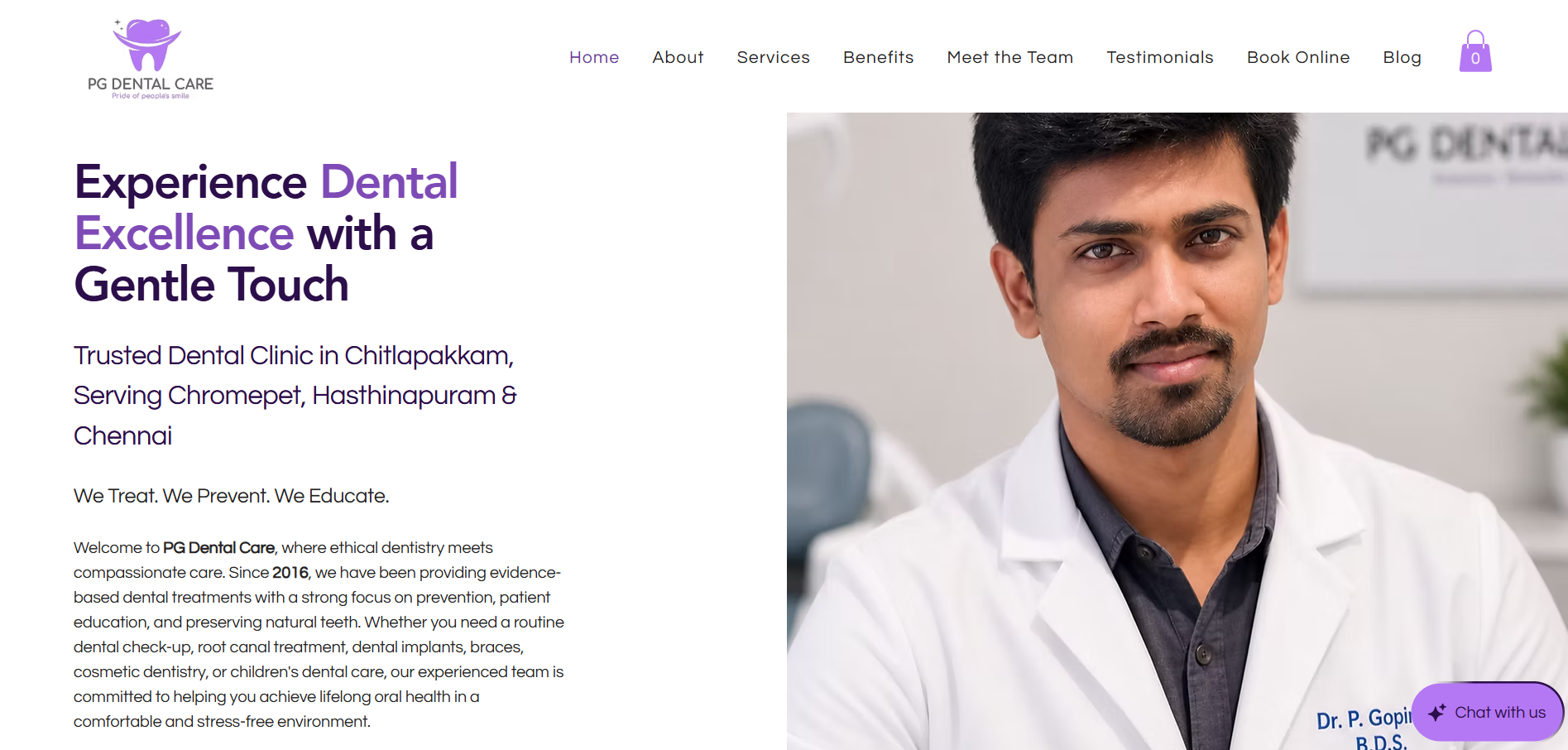 Healthcare website — pgdentalcare.in